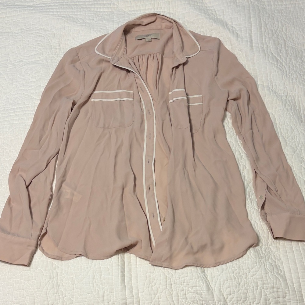 Loft Blush Button-Down Blouse - image 1
